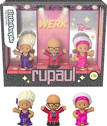 Little People Collector Rupaul Special Edition Figure Set In Display Gift Package for Adults & Fans, 3 Figurines