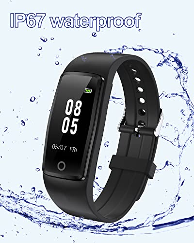 GRV Fitness Tracker Non Bluetooth Fitness Watch No App No Phone Required Waterproof Pedometer Watch with Steps Calories Counter Sleep Tracker for Men Women Kids Parents (Black)