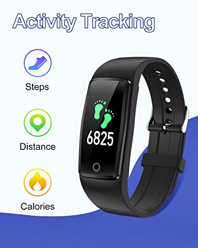 GRV Fitness Tracker Non Bluetooth Fitness Watch No App No Phone Required Waterproof Pedometer Watch with Steps Calories Counter Sleep Tracker for Men Women Kids Parents (Black)