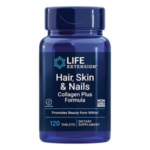 life extension hair, skin & nails collagen plus formula – promotes collagen & keratin health – with niacin, vitamin b6, biotin, calcium & zinc – non-gmo – 120 count(pack of 1)