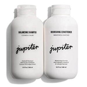 jupiter dandruff shampoo & conditioner for dry, oily, itchy, flaky scalp – color safe – sulfate, paraben, phthalate free – vegan – premium medicated shampoo & dry scalp conditioner – 9.5 fl oz each