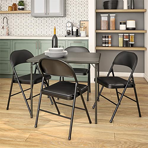 COSCO Vinyl Folding Chair, 4 Pack, Black