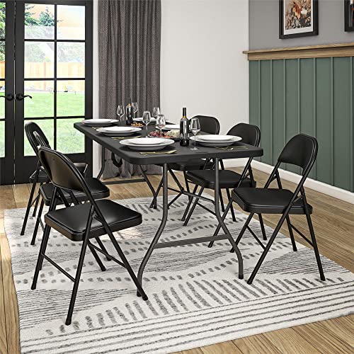 COSCO Vinyl Folding Chair, 4 Pack, Black