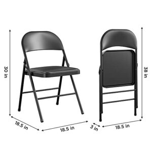 COSCO Vinyl Folding Chair, 4 Pack, Black