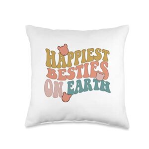 Happiest Besties On Earth Matching Best Friend Tee Happiest Besties On Earth Cute Custom Park for Best Friends Throw Pillow, 16x16, Multicolor