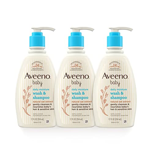 Aveeno Baby Moisture Body Wash & Shampoo, Oat Extract, 3 x 12 Fl. Oz