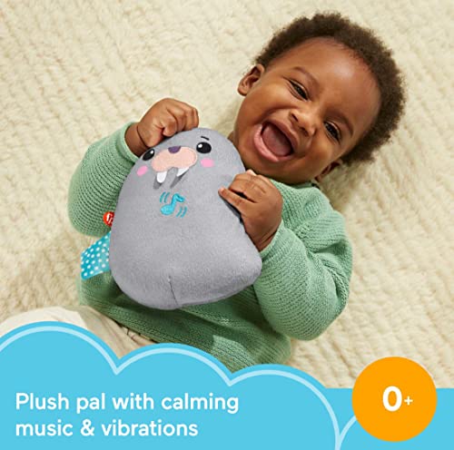 Fisher Price Infant Sound Machine Chill Vibes Walrus Soother Plush Baby Toy with Music Vibrations & Customizable Settings