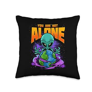 best earth alien tees earthling planet alien you not alone throw pillow, 16×16, multicolor