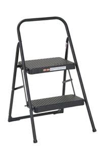 cosco two-step household folding step stool, all black, 7ft 11in reach height