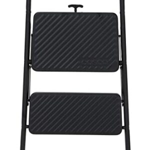 COSCO Two-Step Household Folding Step Stool, All Black, 7ft 11in Reach Height