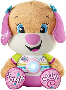 fisher-price laugh & learn so big sis, large musical plush puppy toy with learning content for infants and toddlers