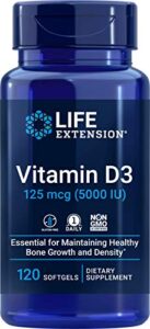 life extension vitamin d3 5000 iu, 120 softgels, 125mcg
