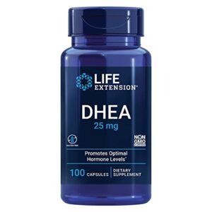 life extension dhea 25 mg – for optimal hormone balance, immune & cardiovascular health and anti-aging – promotes healthy mood & well-being – non-gmo, gluten-free, 100 capsules