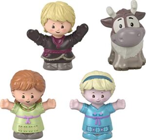 fisher-price little people – disney frozen young anna and elsa & friends, set of 4 character figures for toddlers and preschool kids, green, brown, blue