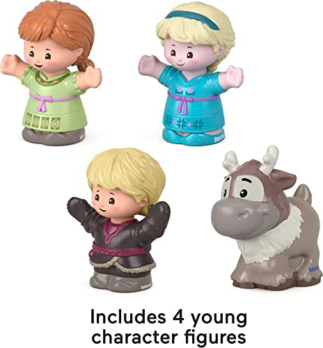 Fisher-Price Little People – Disney Frozen Young Anna and Elsa & Friends, Set of 4 Character Figures for Toddlers and Preschool Kids, Green, Brown, Blue