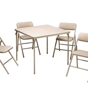 COSCO 5 Piece, Tan Folding Table and Chair Set.