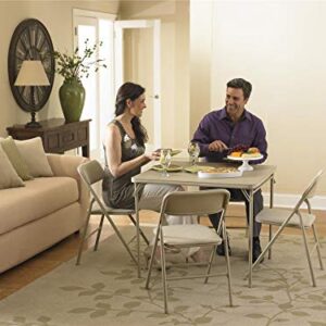 COSCO 5 Piece, Tan Folding Table and Chair Set.