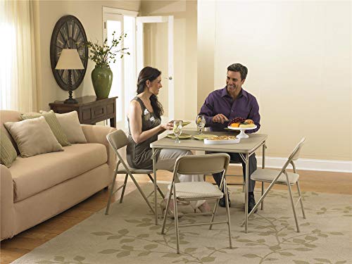 COSCO 5 Piece, Tan Folding Table and Chair Set.