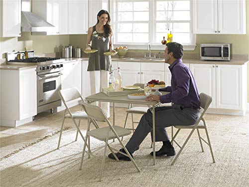 COSCO 5 Piece, Tan Folding Table and Chair Set.