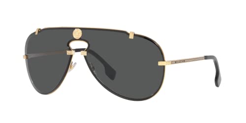 Versace Man Sunglasses Gold Frame, Light Grey Mirror Silver Lenses, 0MM