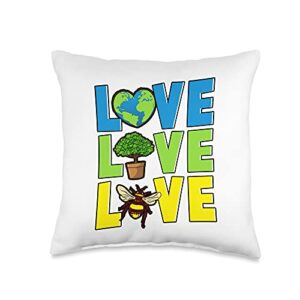 best nature earth tees trees and nature love bees earth science throw pillow, 16×16, multicolor