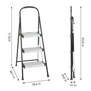 COSCO Three Step Folding Step Stool with Rubber Hand Grip