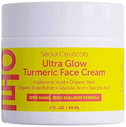 Korean Skin Care Turmeric Cream – Korean Face Moisturizer for Dull Dry Skin Korean Beauty Skincare – Salicylic Acid Cream + Hyaluronic Acid Cream + Glycolic Acid Cream – K Beauty for Glowing Skin 2oz