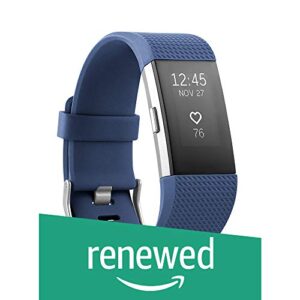 fitbit charge 2 heart rate + fitness wristband, blue, large (6.7 – 8.1 inch) (us version) (renewed)