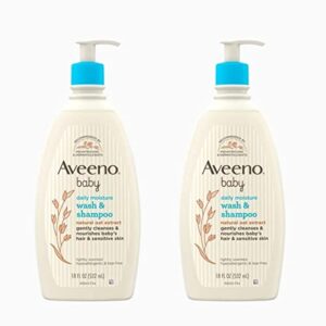 aveeno baby wash and shampoo, lightly scented, 18 fluid ounce, (pack of 2)