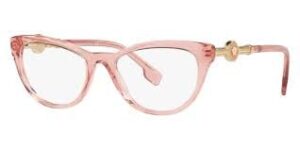 versace ve 3311-5322 eyeglasses, transparent pink w/demo lens, 52mm