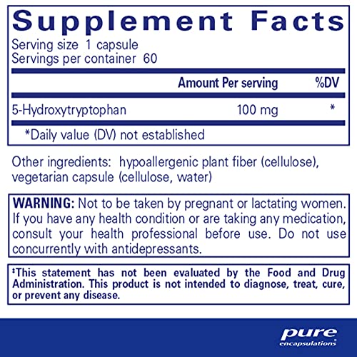 Pure Encapsulations 5-HTP 100 mg | 5-Hydroxytryptophan Supplement for Brain, Sleep, Eating Behavior, and Serotonin Support* | 60 Capsules