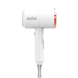 solia hair dryer with concentrator & concentrator comb, 1400w ionic blow dryer, constant temperature prevents damage, lightweight portable hairdryer ( white rose)