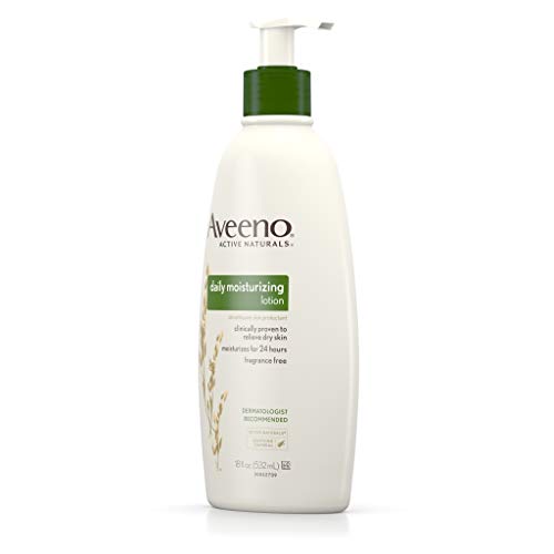 Aveeno Daily Moisturizing Body Lotion with Soothing Oat and Rich Emollients, Fragrance-Free, 18 Fl Oz