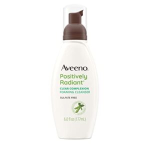 aveeno clear complexion foaming oil-free facial cleanser with soy extract & 0.5% salicylic acid, acne treatment face wash for acne-prone skin, sulfate-free & hypoallergenic, 6 fl. oz
