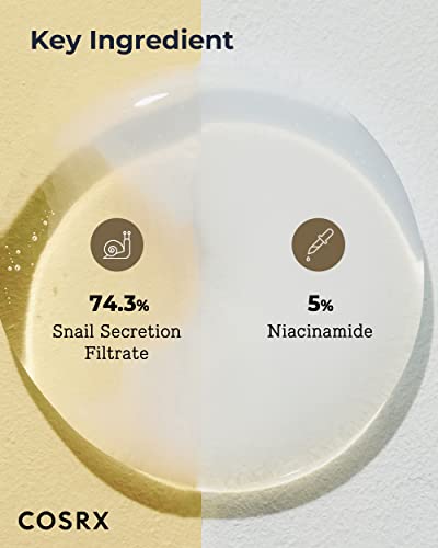 COSRX Niacinamide 5% + Snail Mucin 74% Dual Essence, Dark Spot & Anti aging Face Serum, Hydrating, Brightening, 2.70 fl.oz / 80ml