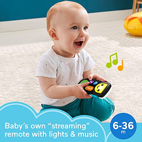 Fisher-Price Laugh & Learn Baby & Toddler Toy Stream & Learn Remote Pretend Tv Control with Music & Lights for Ages 6+ Months