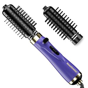 beautimeter hair dryer brush, 3-in-1 round hot air spin brush kit for styling and frizz control, negative ionic blow hair dryer brush volumizer, 2 detachable auto-rotating curling brush