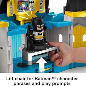 Little People DC Super Friends Batman Toy Deluxe Batcave Playset With Lights Sounds & 4 Figures For Toddlers Ages 18+ Months