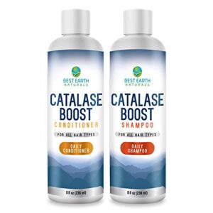 Best Earth Naturals Catalase Formula Starter Kit Includes 60 Capsules of Catalase 10,000 Supplement,1 Full Size Bottle of Catalase Shampoo 8 Ounces and Catalase Conditioner 8 Ounces