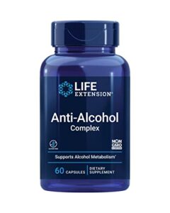 life extension anti-alcohol complex – hangover relief formula supplement for liver health support, detox and better mornings after drink – gluten-free, non-gmo, vegetarian – 60 capsules