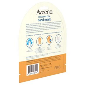 Aveeno Repairing CICA Hand Mask with Prebiotic Oat and Shea Butter for Extra Dry Skin, Paraben-Free and Fragrance-Free, 1 Pair of Single-Use Gloves (Pack of 5)