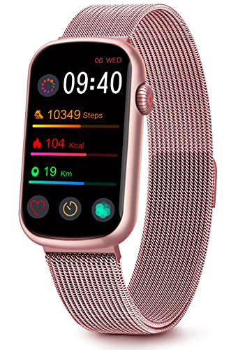 MorePro Fitness Tracker with Heart Rate Monitor, Blood Pressure Watch for Women, Waterproof Fitness Watch with Blood Oxygen Sleep Tracking, Activity Step Tracker Calorie Counter for Android iOS