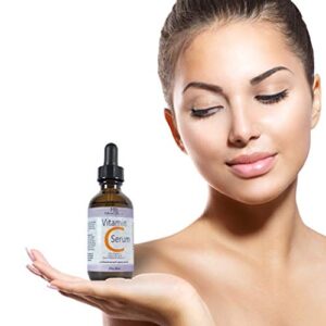 DOUBLE SIZED (2 oz) PURE VITAMIN C SERUM FOR FACE With Hyaluronic Acid - Anti Wrinkle, Anti Aging, Dark Circles, Age Spots, Vitamin C, Pore Cleanser, Acne Scars, Organic Vegan Ingredients