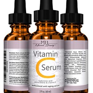 DOUBLE SIZED (2 oz) PURE VITAMIN C SERUM FOR FACE With Hyaluronic Acid - Anti Wrinkle, Anti Aging, Dark Circles, Age Spots, Vitamin C, Pore Cleanser, Acne Scars, Organic Vegan Ingredients