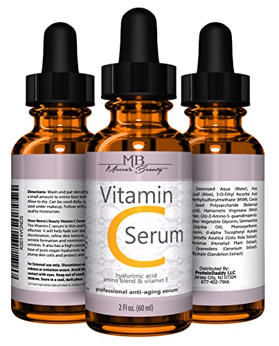 DOUBLE SIZED (2 oz) PURE VITAMIN C SERUM FOR FACE With Hyaluronic Acid - Anti Wrinkle, Anti Aging, Dark Circles, Age Spots, Vitamin C, Pore Cleanser, Acne Scars, Organic Vegan Ingredients