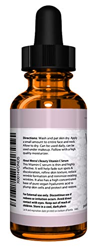 DOUBLE SIZED (2 oz) PURE VITAMIN C SERUM FOR FACE With Hyaluronic Acid - Anti Wrinkle, Anti Aging, Dark Circles, Age Spots, Vitamin C, Pore Cleanser, Acne Scars, Organic Vegan Ingredients