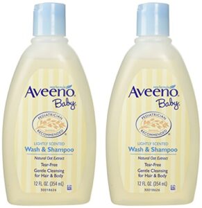 aveeno baby wash & shampoo, lightly scented 12 oz (2 pack)