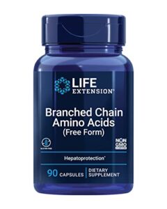 life extension branched chain amino acids – bcaa supplement – essential nutrition l-leucine, l-isoleucine, l-valine for muscle recovery support after workout – gluten & gmo free – 90 capsules