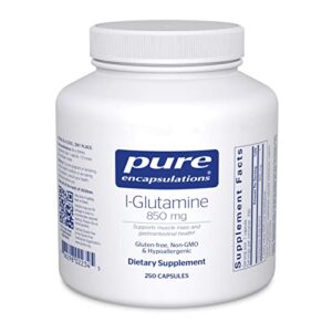 pure encapsulations l-glutamine 850 mg | supplement for immune and digestive support, gut health and lining repair, metabolism boost, and muscle support* | 250 capsules
