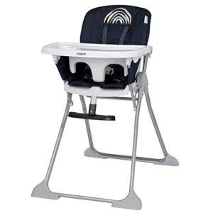 cosco simple fold adjustable high chair, folds flat and stands on its own, making it easy to store or take on the go, rainbow